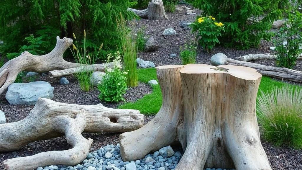 Использование коряг и пней в ландшафтном дизайне: как добавить саду характер без лишней вычурности